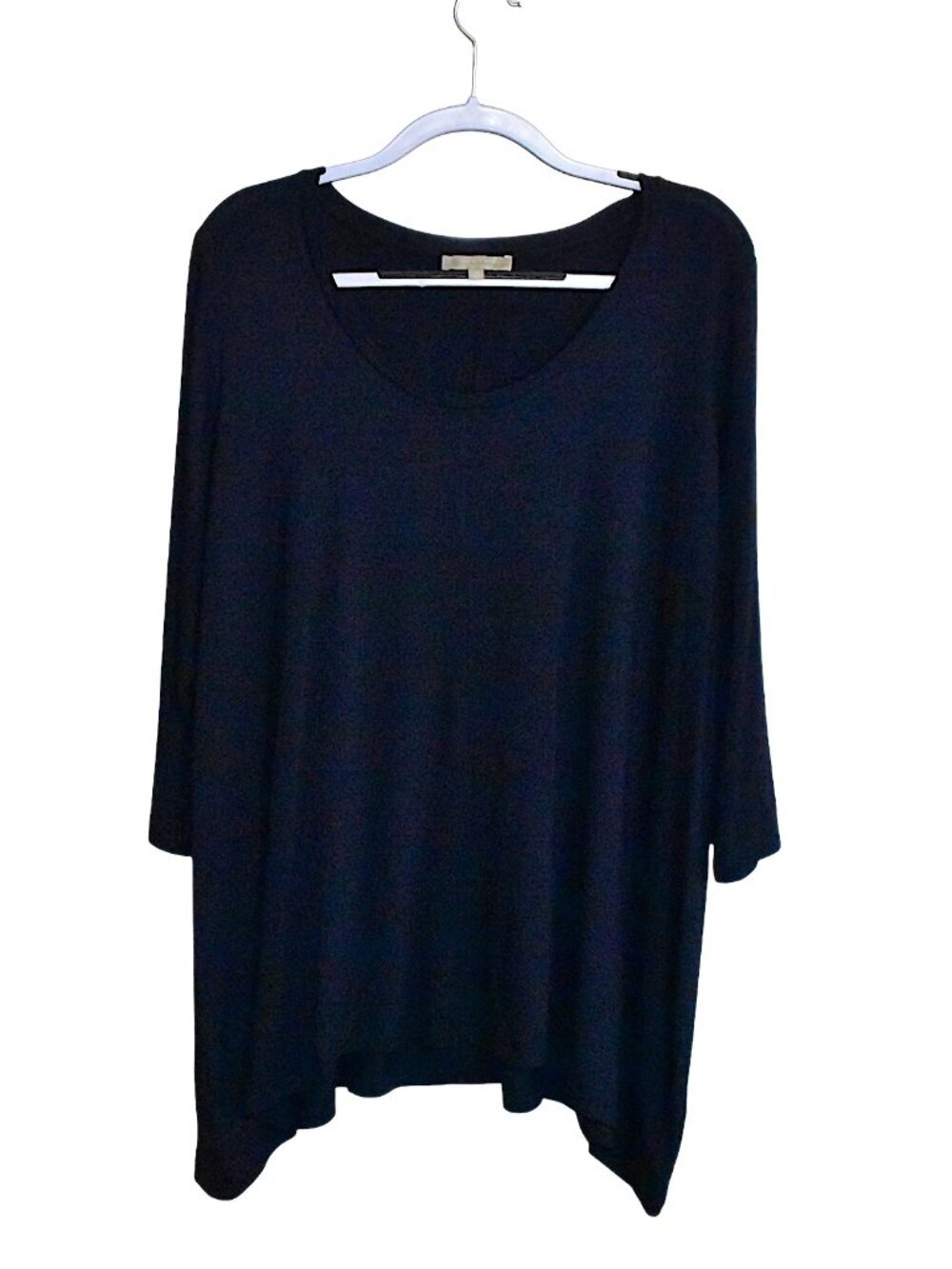 Joan Vass Scoop Neck Pullover Tunic Top Navy Size 1X